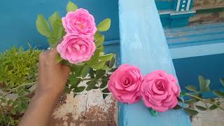 உண்மையான ரோஜாப்பூ மாதிரி காகிதப்பூ செய்வது எப்படி?|How to make paper rose like Original flower|