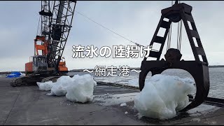 流氷の陸揚げ〜網走港〜