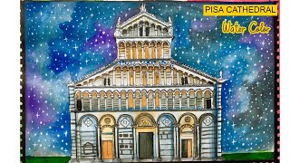 WATERCOLOR RENDERING OF PISA CATHEDRAL ARCHITECTURAL DRAWING