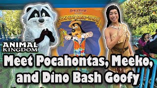 Meet Pocahontas, Meeko, and Dino Bash Goofy at Disney’s Animal Kingdom