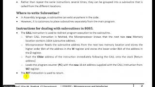 stack and subroutine/8085 microprocessor/stack memory/ PUSH/POP/CALL/RETURN/subroutine