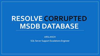 Fix corrupted MSDB database