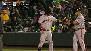 SF@COL: Crawford's single drives in Pence from second