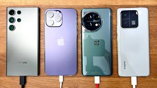 Samsung S23 Ultra vs iPhone 14 Pro Max vs OnePlus 11 vs Xiaomi 13 Pro - Charging Speed Test 😱