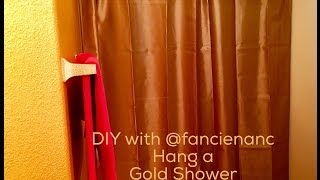 DIY with @fancienanc Hang A Gold Shower Curtain In Your Bathroom