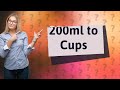 How many cups is 200ml of milk?