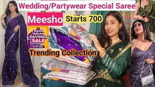 Meesho Saree Haul Rs 700 | Partywear Saree Collection | Beautiful Saree Haul |meesho haul