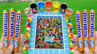 Football mini Plastic VS Popular Sodas!! vs Coca Cola Fanta M\u0026M Candy Pepsi And Mentos İn The Pool