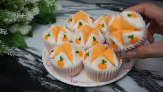 Khanom Pui Fai No Egg No milk (Thai Steamed cake) ขนมปุยฝ้าย