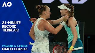 The Longest Singles Tiebreak in Grand Slam History! | Rybakina v Blinkova | Australian Open 2024