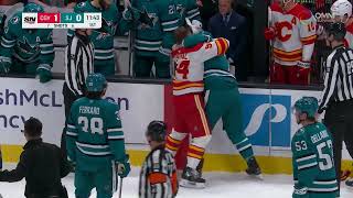 Pachal Levels Grundstrom with Huge Open-Ice Hit | Flames @ Sharks | HNIC Punjabi | December 28, 2024