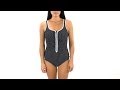 Reebok Fitness Swim Diamond Dot Front Zip U-Back | SwimOutlet.com