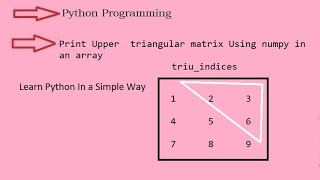 Python Print Upper triangular matrix Using numpy in an array || Python Data Analysis (Hindi)