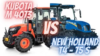 KUBOTA  M4073  VS NEW HOLLAND T4   75 S#top #tractor #kubota #newholland