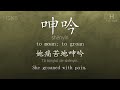 chinese hsk 6 vocabulary 呻吟 shēnyín ex.1 www.hsk.tips