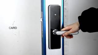 P7023 smart lock work with card + manual key + mobile phone app