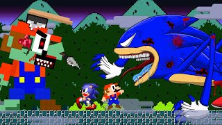 Zombie Mario vs Sonic Monster | 8 bit Cartoon Animation