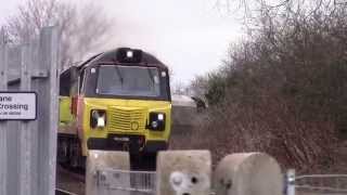 Colas Rail Class 70 no. 70809 over Lock Lane LC 28/02/15