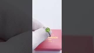 14K White Gold 1.4ct Peridot 0.14 Ct Natural Diamond Ring From Black Diamonds- New York