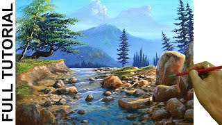Acrylic Landscape Painting TUTORIAL / Shallow River / JMLisondra