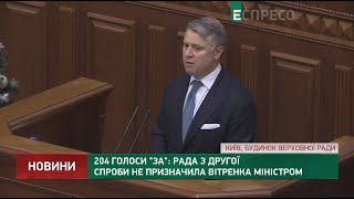 204 голоса за: Рада со второй попытки не назначила Витренко Министром