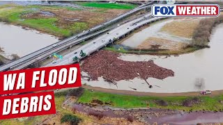 Watch: Flood Debris Piles Up Under Bridge On Washington's Snohomish River