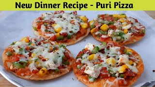 नया नास्ता - New Dinner Recipe - Puri Pizza Recipe - Easy Jain Pizza Recipe