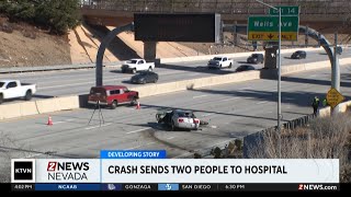 Crash on I-80 sends two to hospital
