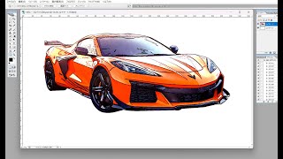 photoshopで車の写真をイラストに変えます。part43   CG  合成写真　写真加工　インスタグラム　 イラストレーター　フォトショップ　　photoshop　コンピューターグラフィックス