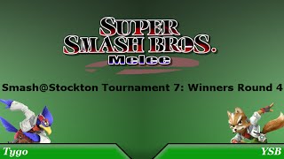 Smash@Stockton Melee Tournament 7 Winners Round 4: Tygo (Falco) Vs. YSB (Fox)