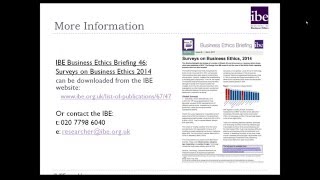 IBE Briefing Webinar - Surveys on Business Ethics 2014