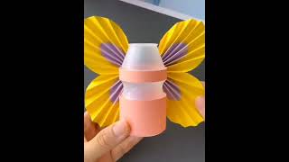 用完了的牛奶瓶给孩子做个蝴蝶，玩一整天不腻 / beautiful origami butterfly