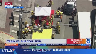 Several hurt after USC bus collides with Metro train in Los Angeles 