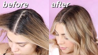 HOW I TOUCH UP MY BLONDE FOILAYAGE/HIGHLIGHTS \u0026 SHADOW ROOT AT HOME | PRO HAIRDRESSER TUTORIAL