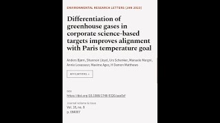 Differentiation of greenhouse gases in corporate science-based targets improves align... | RTCL.TV