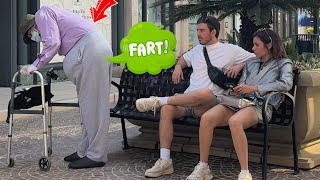 Old Fat Man Farts On Beverly Hills Shoppers!! (Rich People Love Farts Too)