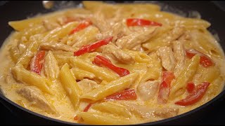 Tender pasta with chicken in cream - quick, easy, incredibly delicious!