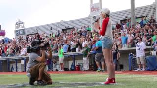 Former American Idol contestant Lovey James sings national anthem at Hillsboro Hops home opener