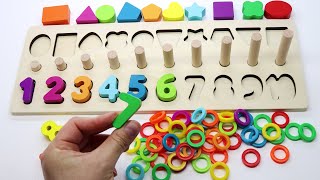 Aprende Números Formas y Colores | Contando con Tablero y Anillos - Videos de Aprendizaje para Niños