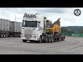 loading a liebherr lh 26 m industry on scania r580 with lowbed