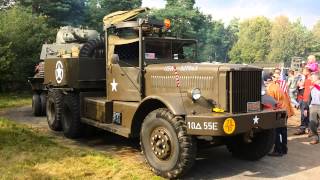 Army truck with Tank idling @ Historische Machineclub Kempen oldtimer \u0026 tractorfestival