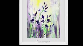 How to paint blue bells flowers for fun and art therapy. Free art lesson step by step tutorial.