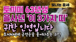 💖2025년 토끼띠 운세💖63년생토끼띠운세 을사년 '이 3가지 띠' 귀인입니다⭐1963년생 토끼띠와 궁합이 잘 맞는 띠❣️피해야할 띠 3가지 을사년 운세 토끼띠운세63년생