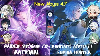 C0 Raiden Shogun Rational & C1 Kamisato Ayato Furina Hunter-Genshin Impact Abyss 4.6-Floor12 9 Stars