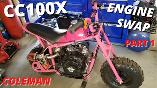 Coleman CC100X 98cc DB003 mini bike engine swap part 1