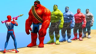 GTA 5 Crazy Ragdolls Spiderman VS Red Hulk VS Green Hulk VS Blue Hulk (Euphoria Physics and Fails)