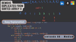 Remove Duplicates from Sorted Array II | Array | Python | LeetCode 80 | Top Interview 150