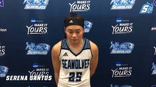 Serena Santos talks about the 75-69 win over CSUMB & Madison Burroughs 1000th career points.