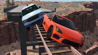 Cars vs Rails Bridge vs Broken Bridge – BeamNG.Drive