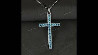 Swiss Blue Topaz 925 Silver Cross Jewelry Necklace #swissbluetopaz #jewelry #crosspendant #pendant